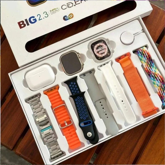 i20 Ultra Max Suit Smart Watch Combo with 7 Stylish Straps & Wireless Earbuds | HD Display, Bluetooth Calling, Fitness Tracker | Premium Budget Combo