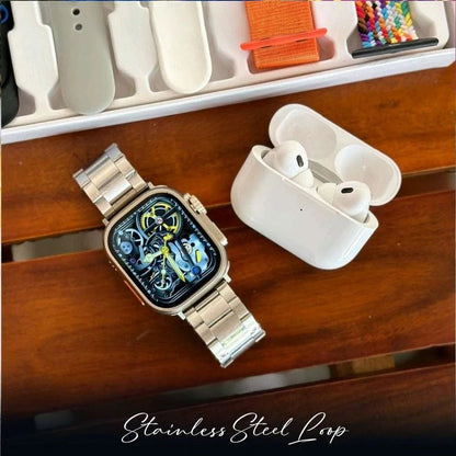 i20 Ultra Max Suit Smart Watch Combo with 7 Stylish Straps & Wireless Earbuds | HD Display, Bluetooth Calling, Fitness Tracker | Premium Budget Combo